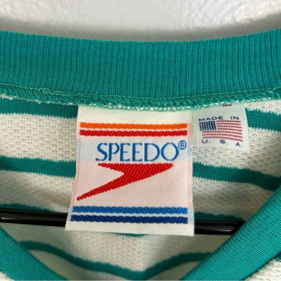 Vintage Speedo Green & White Striped Dolman Cuffed Blouse Size Medium - Picture 3 of 11